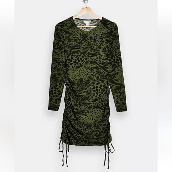 topshop green animal print dress Mini Dress Topshop Green Leopard Print Dress Topshop Green Animal Print  Dress Hotsell